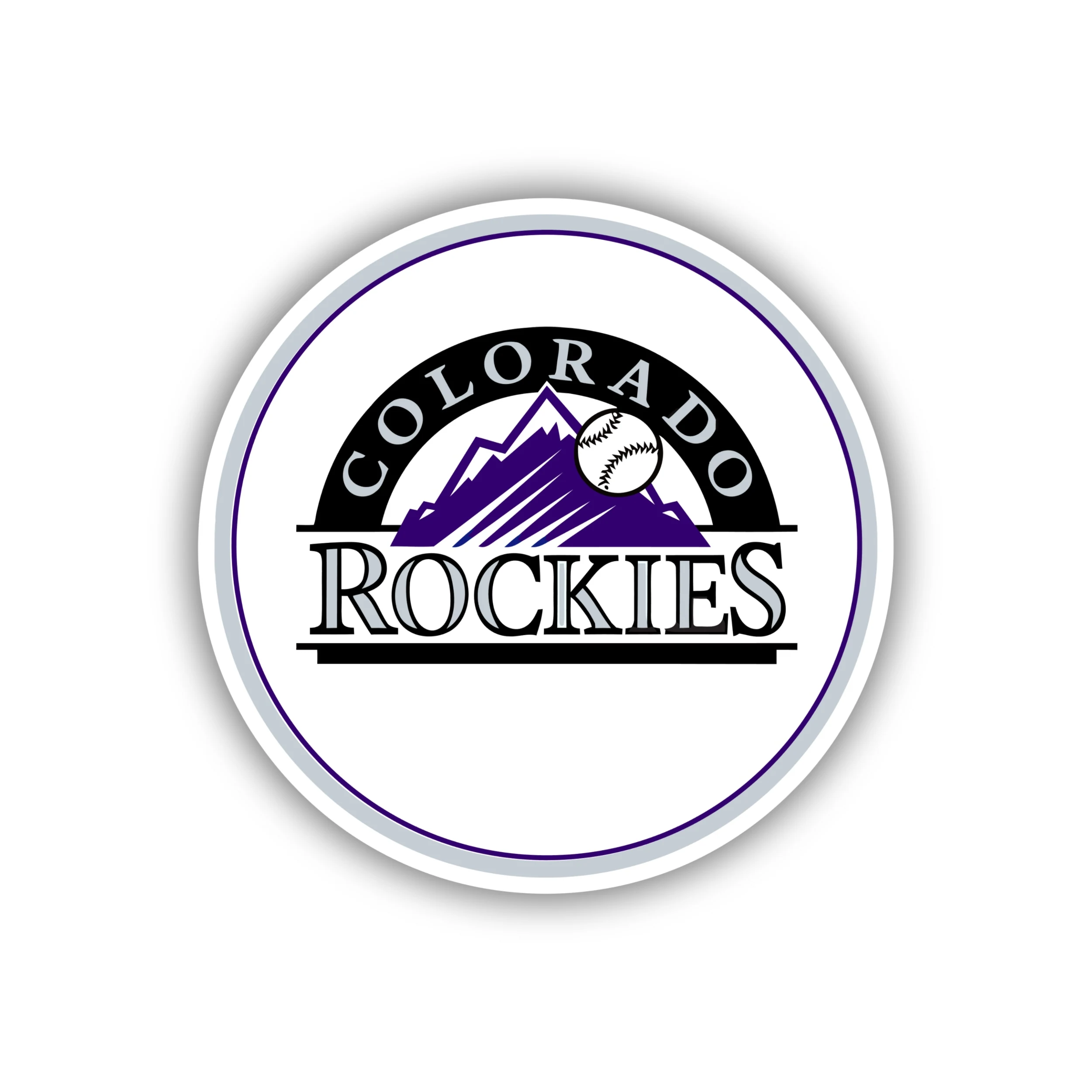 Colorado Rockies - White Circle - Full Color Vinyl Sticker - Custom Size
