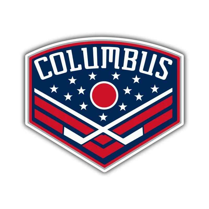 Columbus Blue - Curved Triangle With Columbus - Jackets Full Color Vinyl Sticker - Custom Size