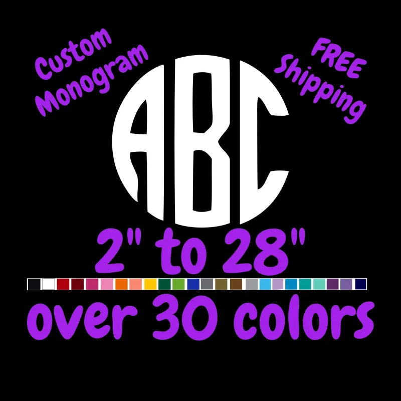 Custom Monogram Vinyl Sticker - Custom Size