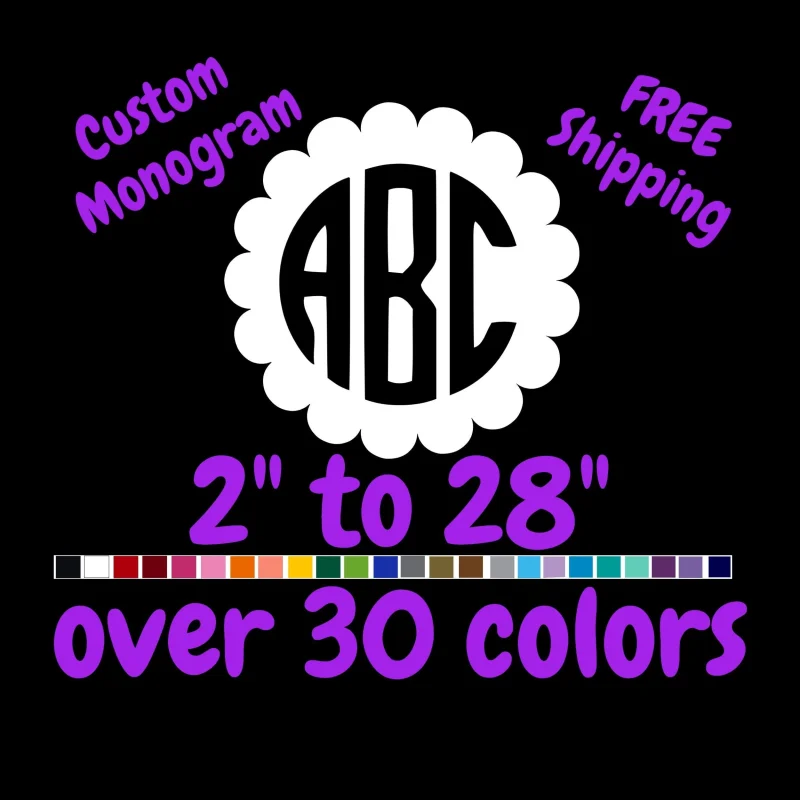 Custom Monogram Vinyl Sticker - Custom Size