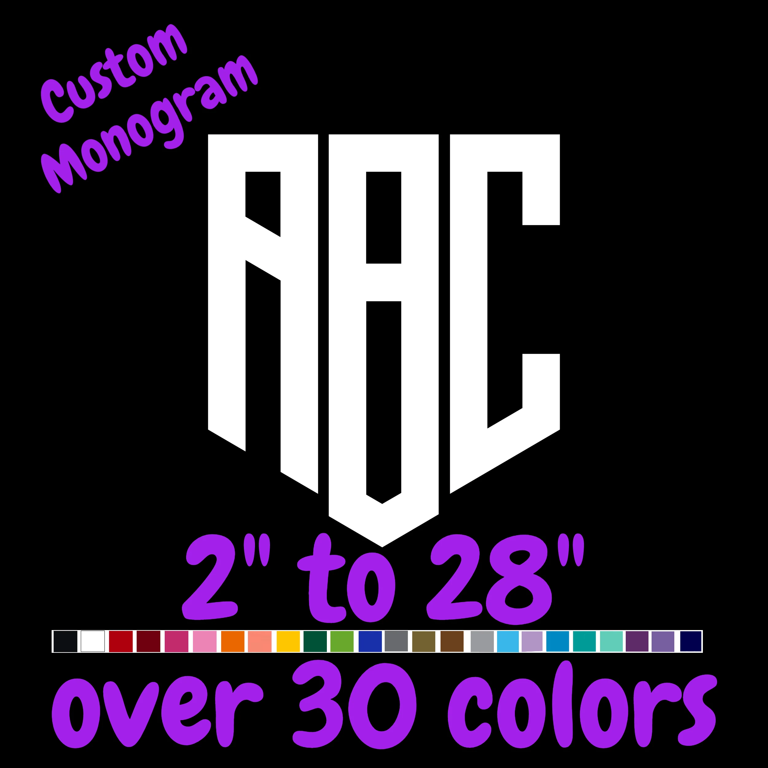 Custom Monogram Vinyl Sticker - Custom Size