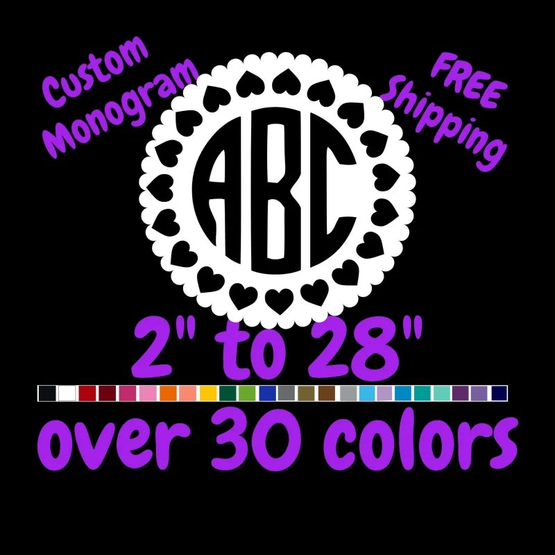 Custom Monogram Vinyl Sticker - Custom Size