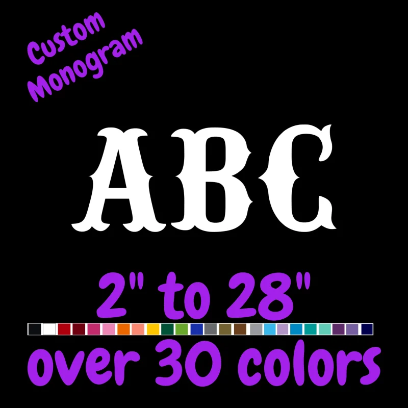 Custom Monogram Vinyl Sticker - Custom Size