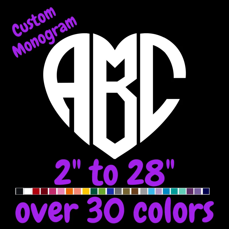 Custom Monogram Vinyl Sticker - Custom Size