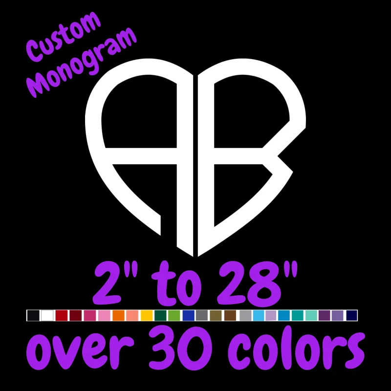 Custom Monogram Vinyl Sticker - Custom Size