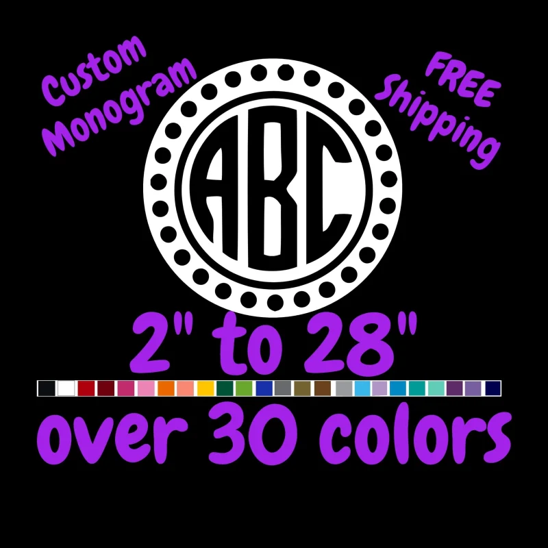 Custom Monogram Vinyl Sticker - Custom Size