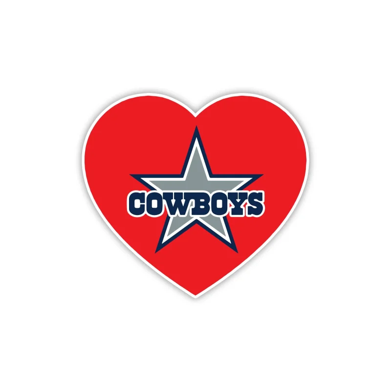 Dallas Cowboys - Heart - Full Color Vinyl Sticker - Custom Size