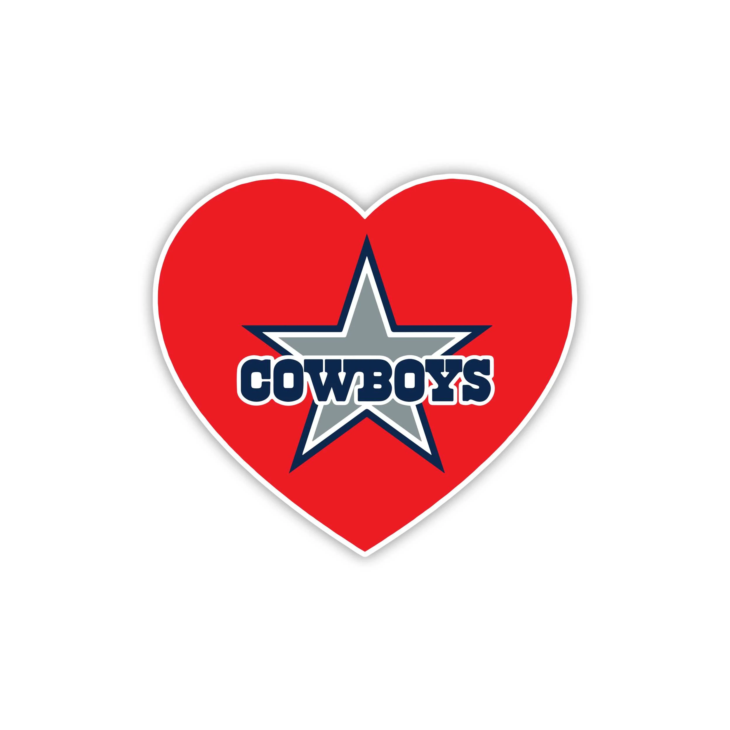 Dallas Cowboys - Heart - Full Color Vinyl Sticker - Custom Size
