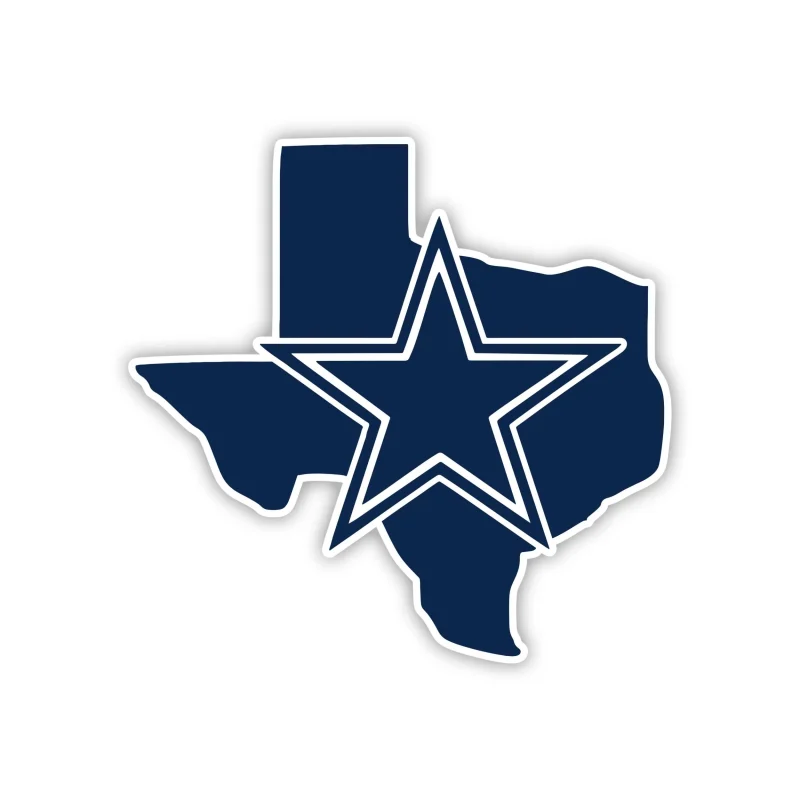 Dallas Cowboys - State with Star - Full Color Vinyl Sticker - Custom Size