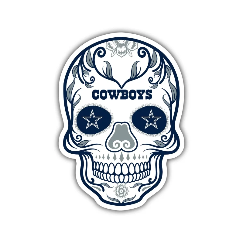 Dallas Cowboys - Sugar Skull - Full Color Vinyl Sticker - Custom Size