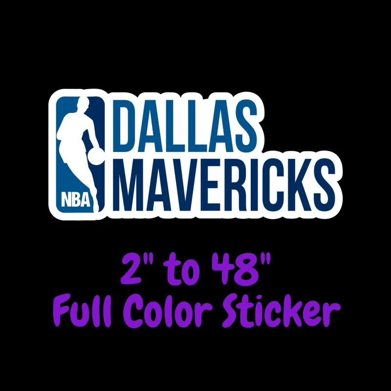 Dallas Mavericks - NBA Logo With Name - Full Color Vinyl Sticker - Custom Size