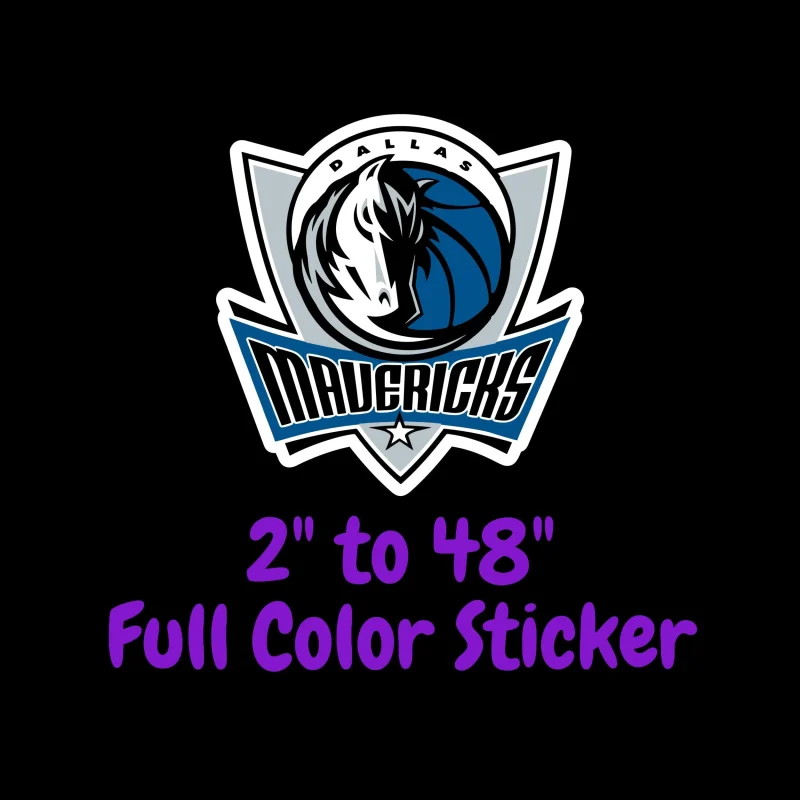 Dallas Mavericks - Shield With Half Horse Half Basketball - Full Color Vinyl Sticker - Custom Size