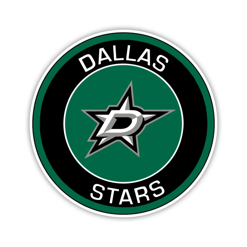 Dallas Stars - Black And Green Circle - Full Color Vinyl Sticker - Custom Size