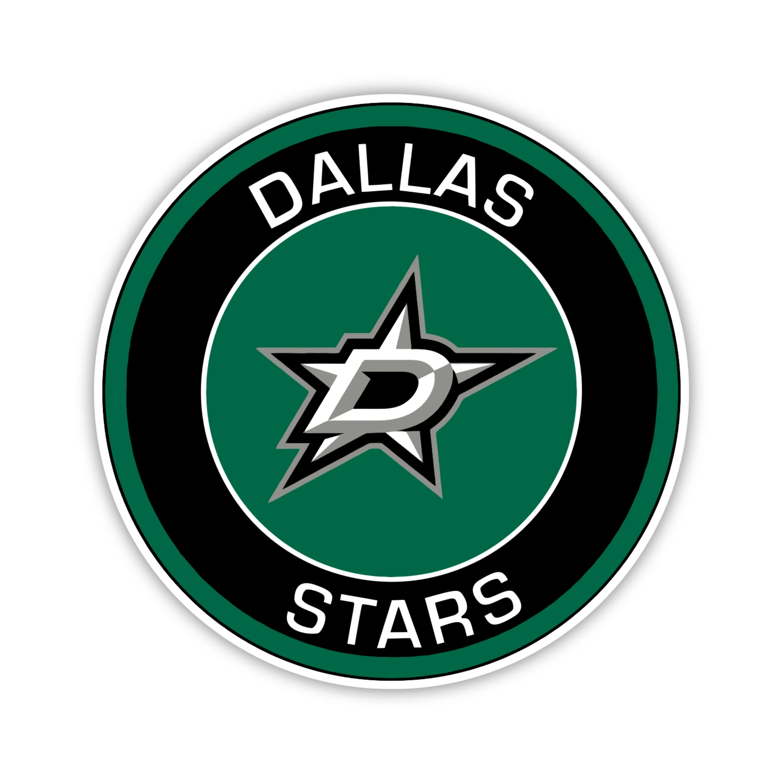 Dallas Stars - Black And Green Circle - Full Color Vinyl Sticker - Custom Size