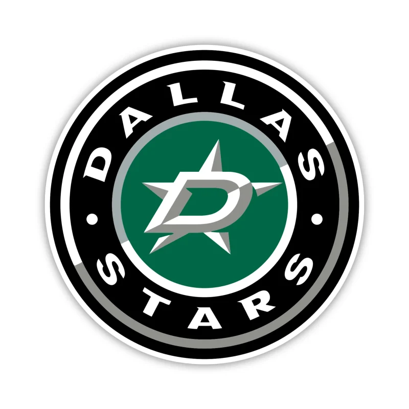 Dallas Stars - Black And White Circle- Full Color Vinyl Sticker - Custom Size