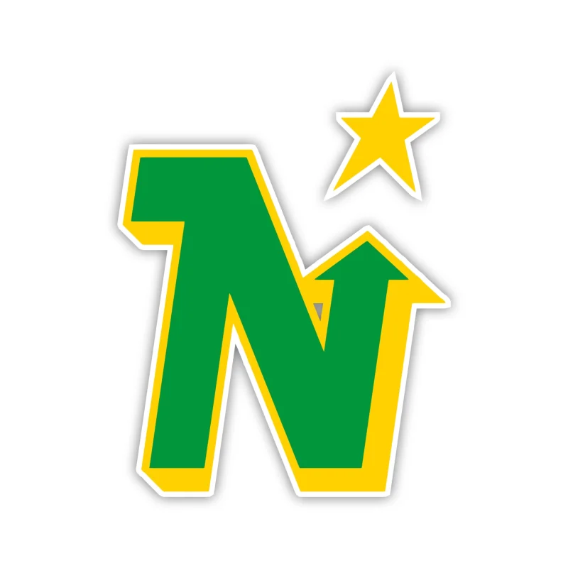 Dallas Stars - N With Star - Full Color Vinyl Sticker - Custom Size
