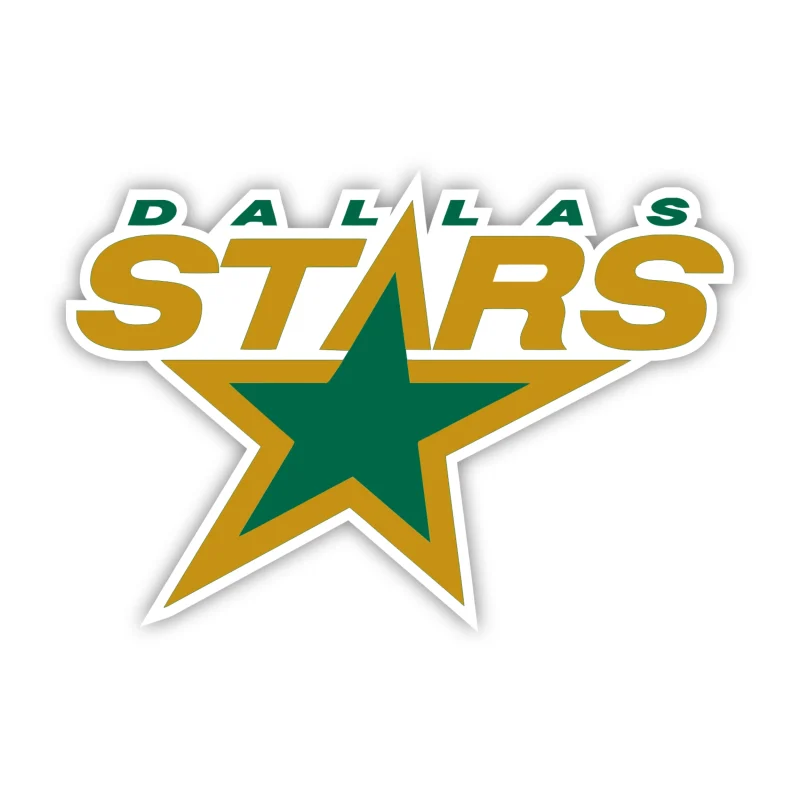 Dallas Stars - Star With Name - Full Color Vinyl Sticker - Custom Size