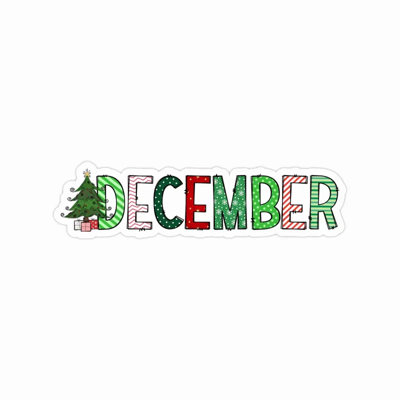 December - Month - Full Color Vinyl Decal - Custom Size