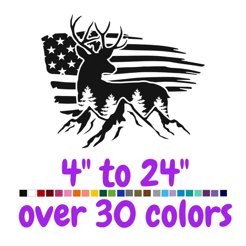 Deer American Flag Vinyl Decal - Custom Size