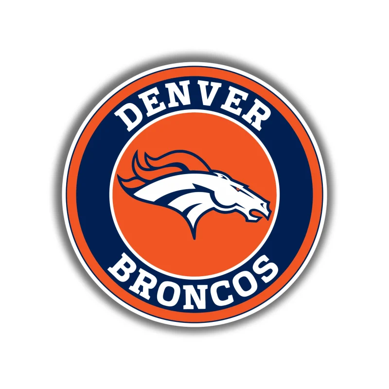 Denver Broncos - Circle With Blue - Full Color Vinyl Sticker - Custom Size