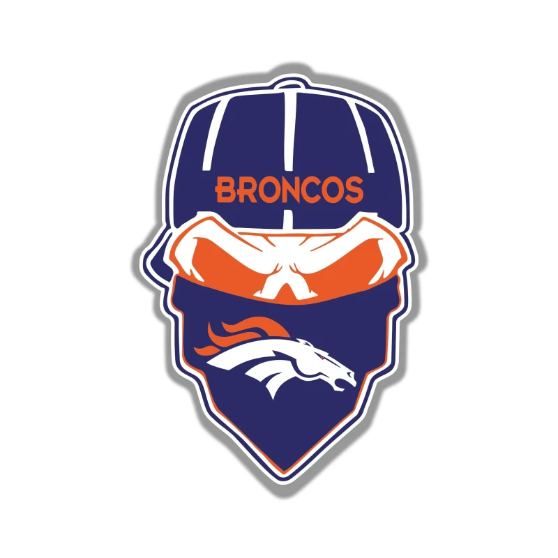 Denver Broncos - Skull - Full Color Vinyl Sticker - Custom Size- (Copy)