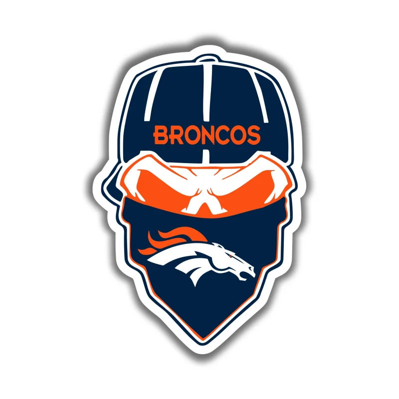 Denver Broncos - Skull with Cap - Iron On DTF Transfer - Custom Size