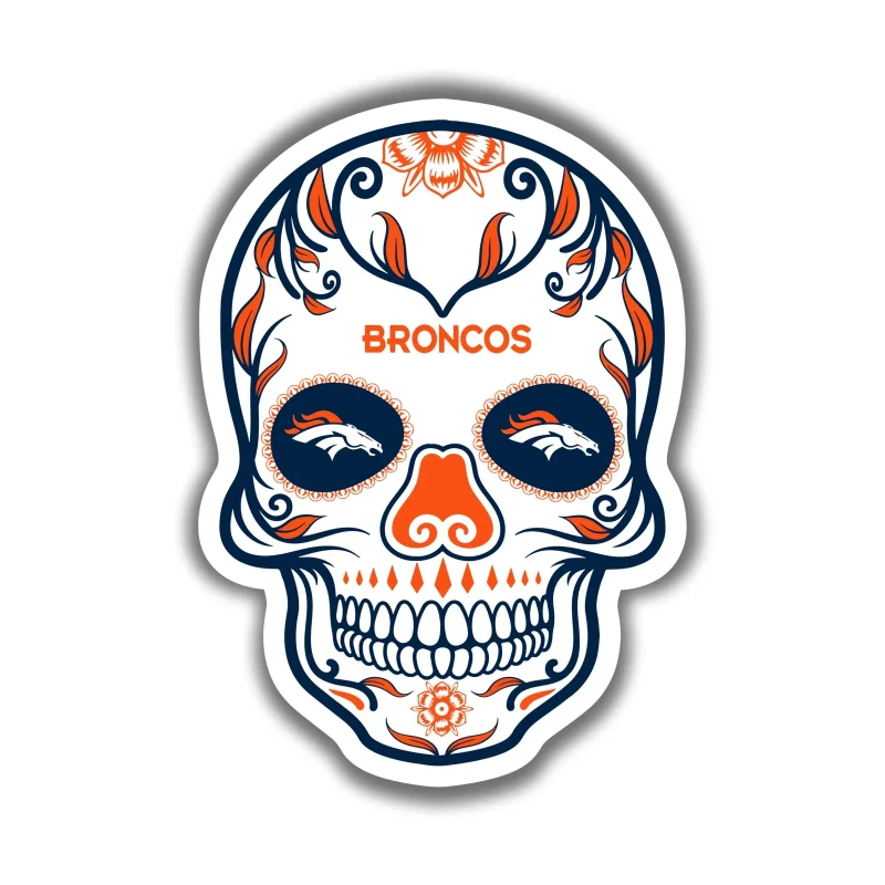 Denver Broncos - Sugar Skull - Temporary Tattoo
