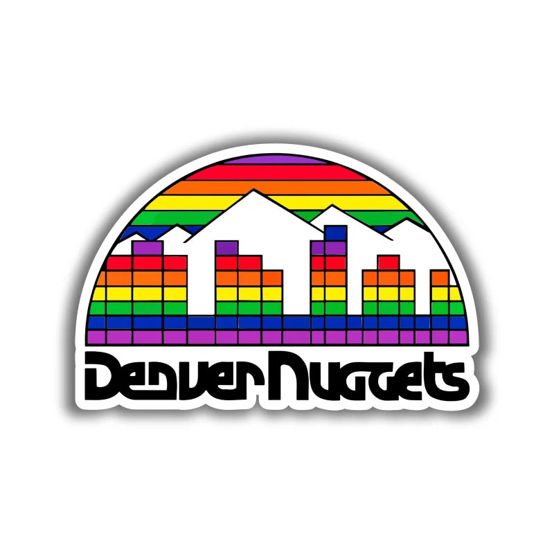 Denver Nuggets - Rainbow Skyline With Mountains - Iron On DTF Transfer - Custom Size