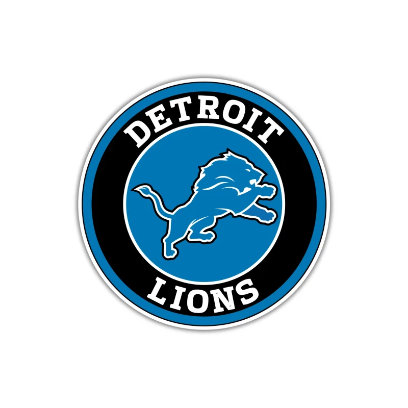 Detroit Lions - Black And Blue Circle - Full Color Vinyl Sticker - Custom Size