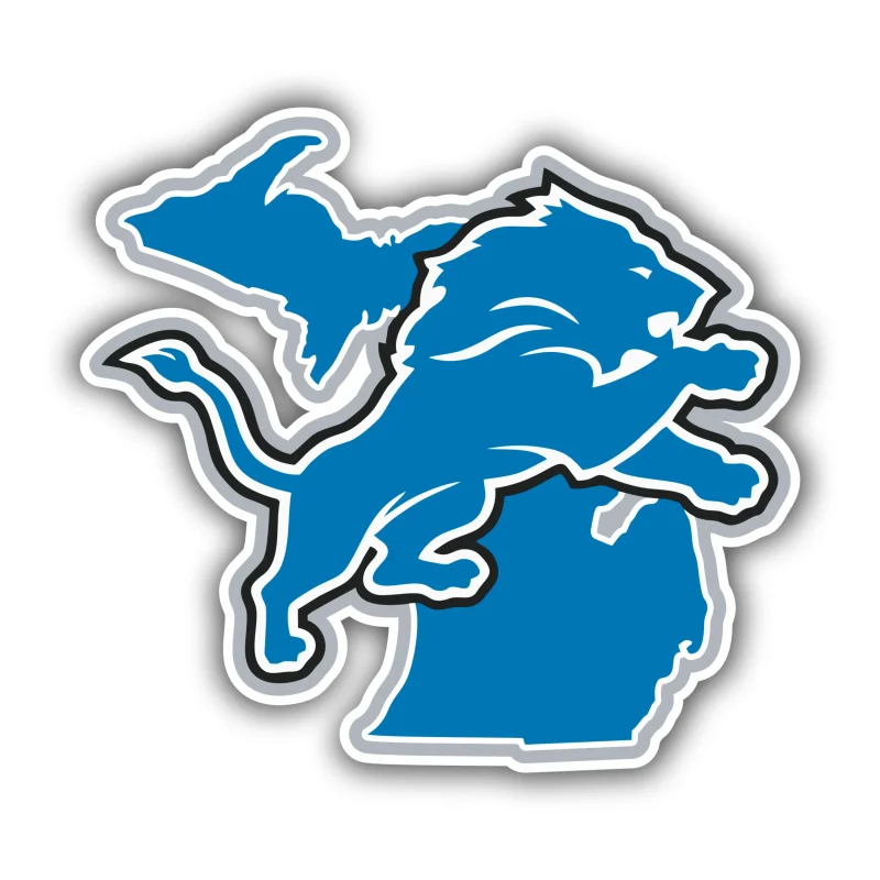Detroit Lions - Lion Blue State - Full Color Vinyl Sticker - Custom Size