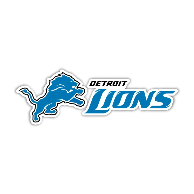 Detroit Lions - Lion With Black And Blue Name - Full Color Vinyl Sticker - Custom Size