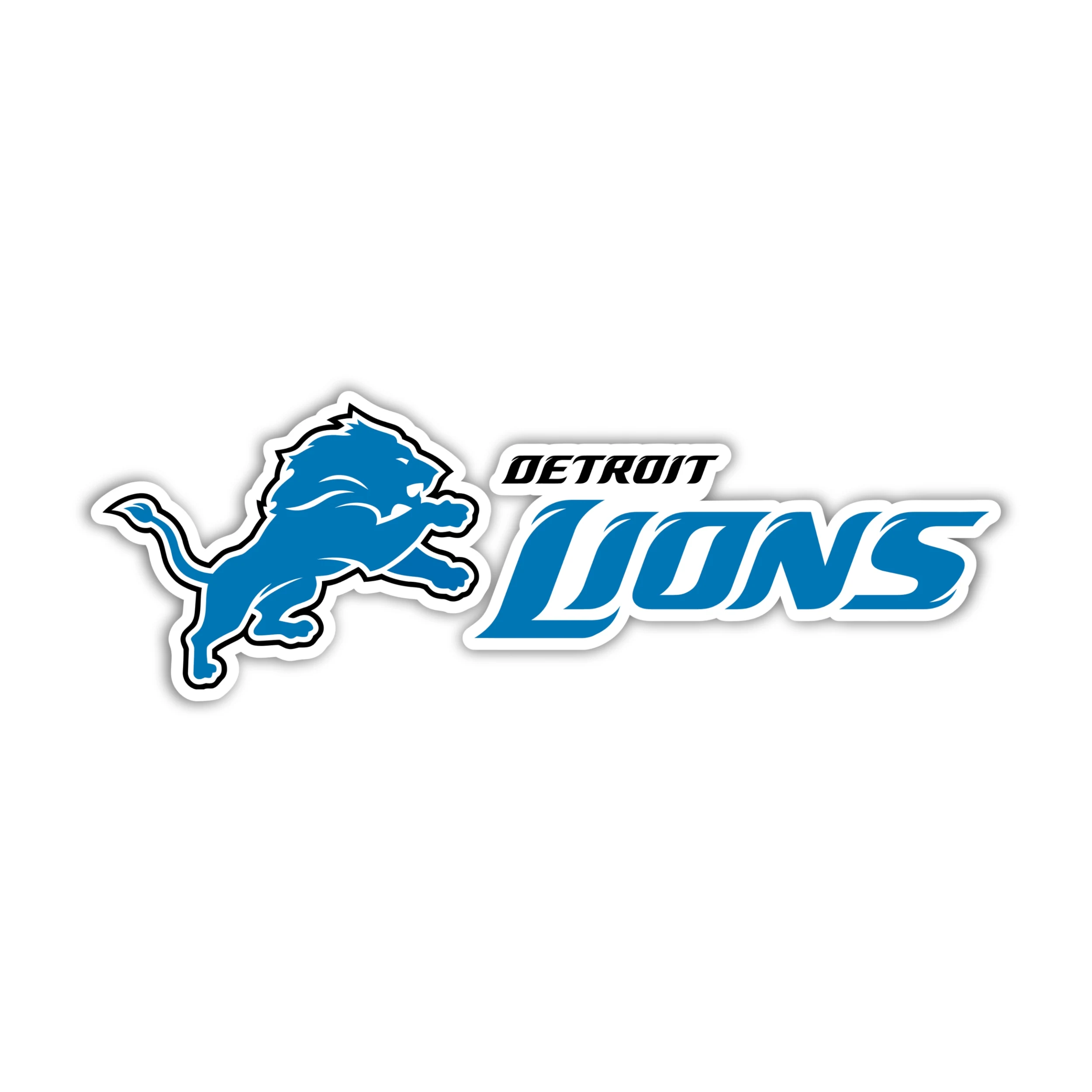 Detroit Lions - Lion With Black And Blue Name - Full Color Vinyl Sticker - Custom Size