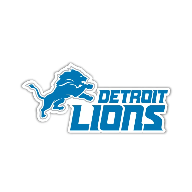Detroit Lions - Lion With Name - Full Color Vinyl Sticker - Custom Size