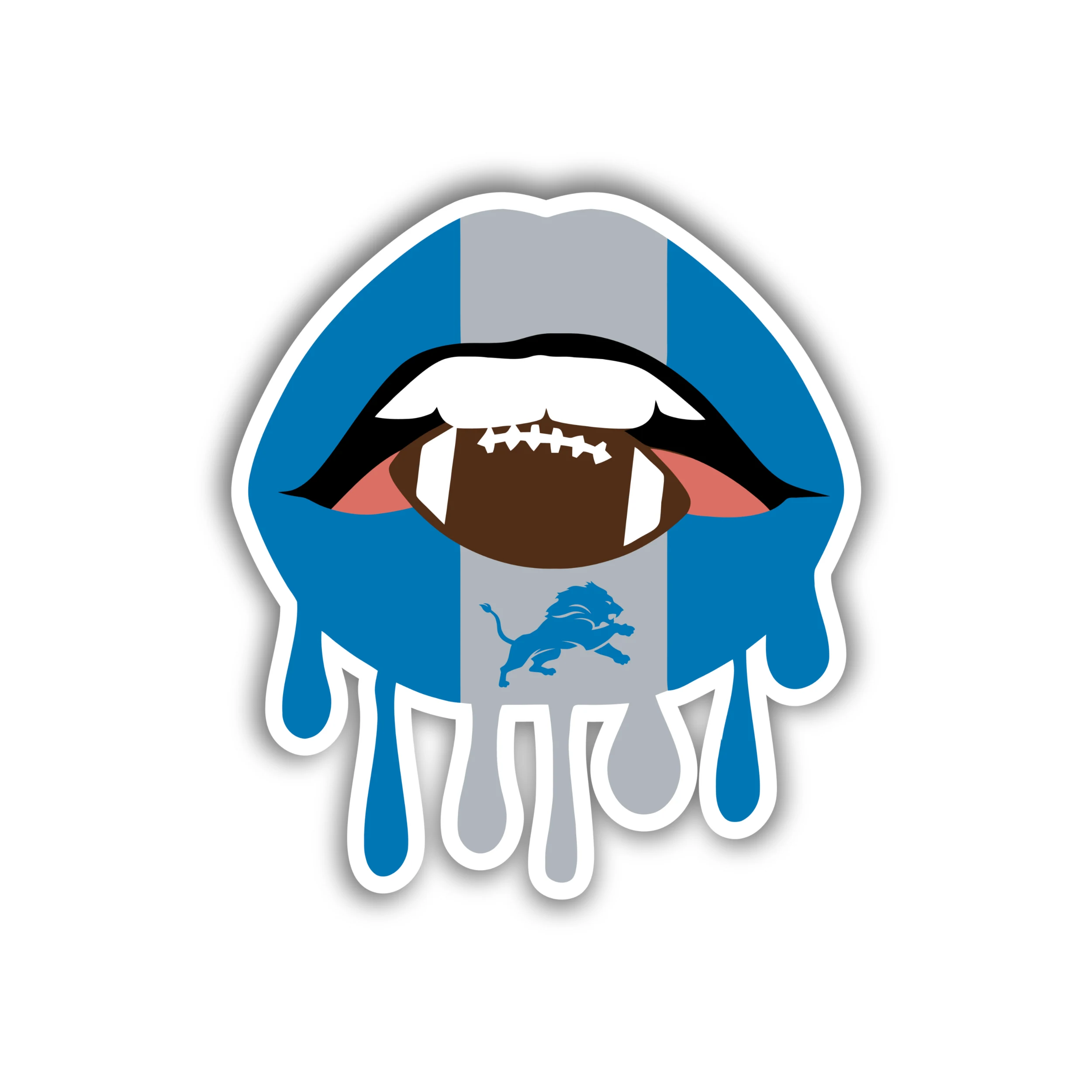 Detroit Lions - Lips With Football - Temporary Tattoo