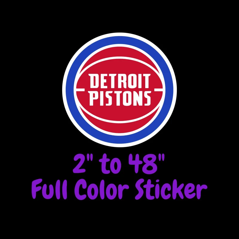 Detroit Pistons Full Color Vinyl Sticker - Custom Size