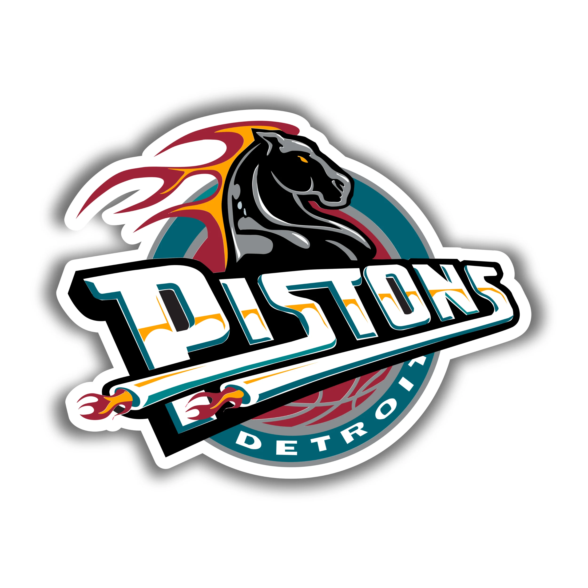 Detroit Pistons - Green Circle With Horse - Iron On DTF Transfer - Custom Size