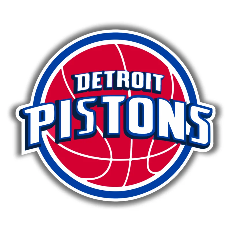 Detroit Pistons - Red Basketball With Blue And White Name - Temporary Tattoo