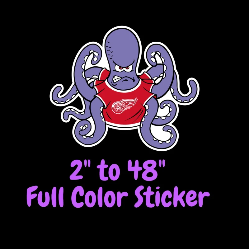 Detroit Red Wings - Octopus - Full Color Vinyl Sticker - Custom Size