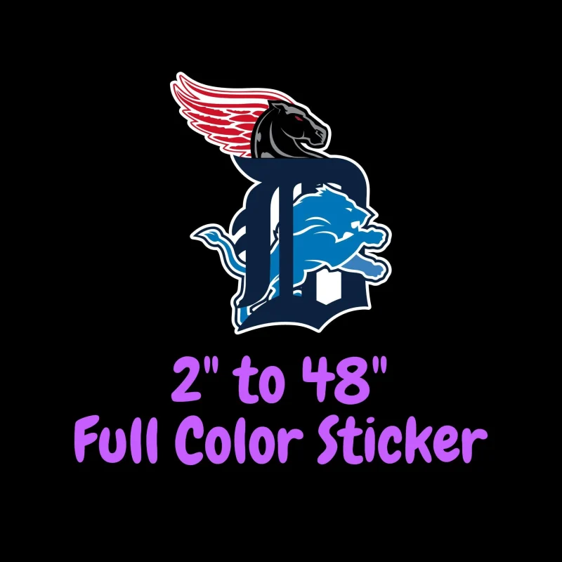 Detroit Sports Teams Full Color Vinyl Sticker - Custom Size