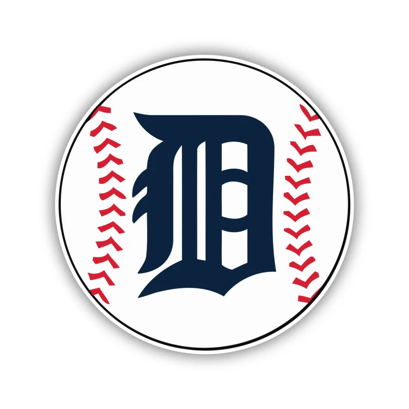 Detroit Tigers - Blue D In Baseball - Iron On DTF Transfer - Custom Size
