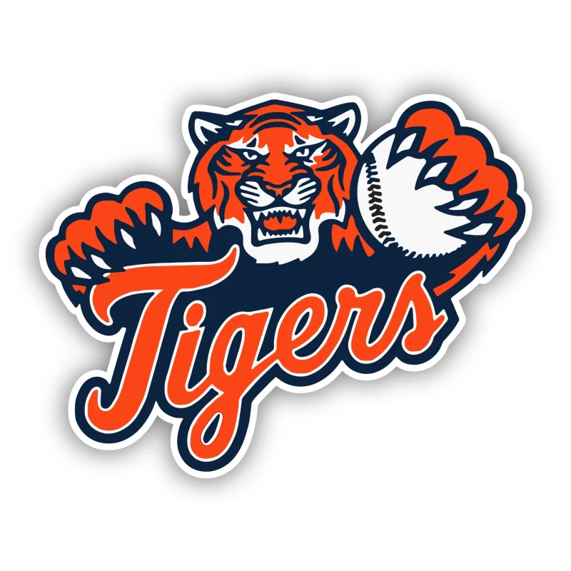 Detroit Tigers - Cursive with Tiger - Iron On DTF Transfer - Custom Size