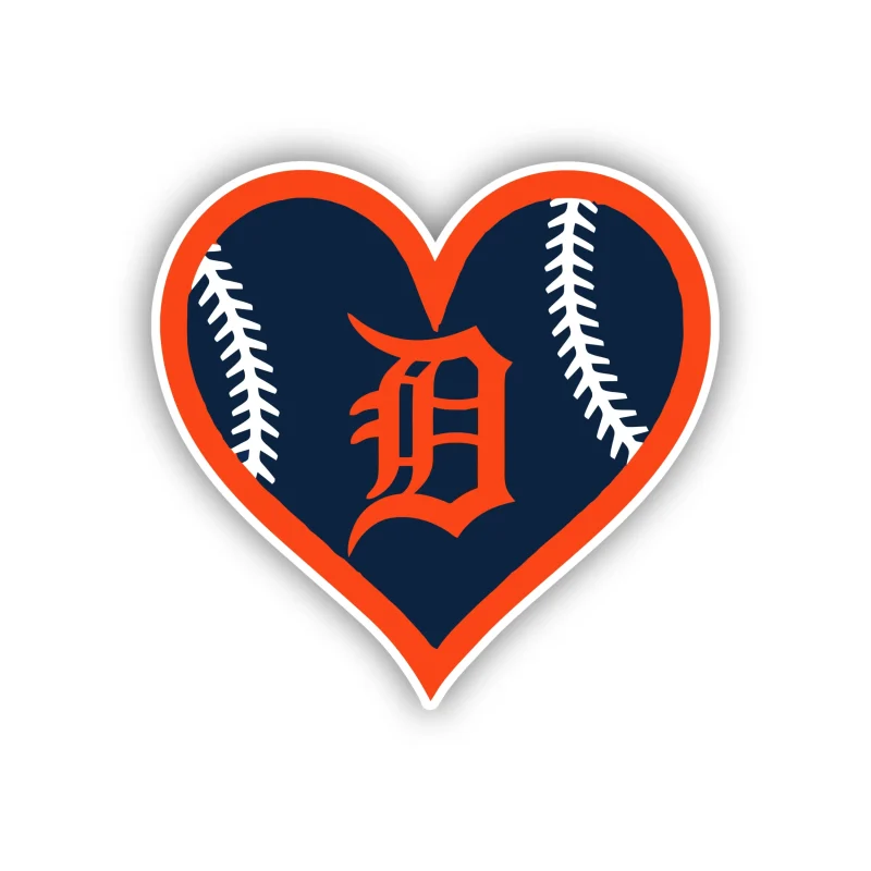 Detroit Tigers - Heart - Iron On DTF Transfer - Custom Size