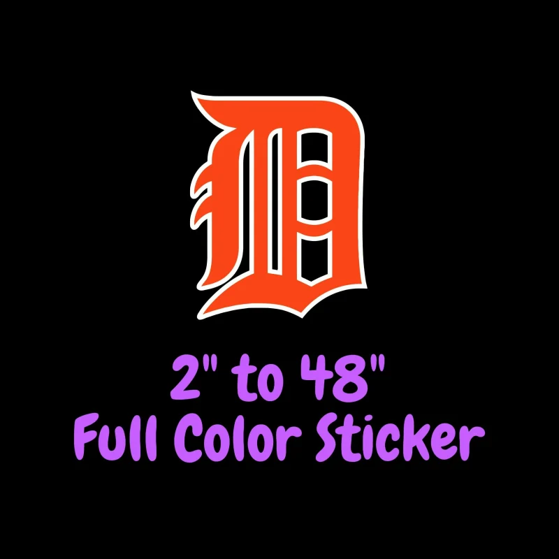 Detroit Tigers - Orange D - Full Color Vinyl Sticker - Custom Size