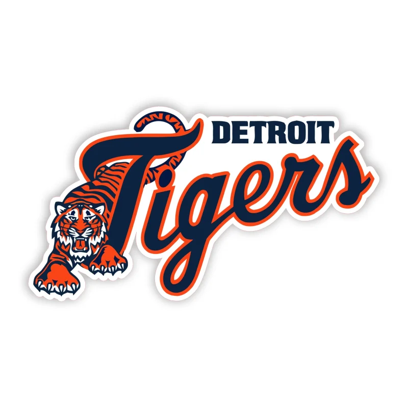 Detroit Tigers - Tiger With Name - Full Color Vinyl Sticker - Custom Size
