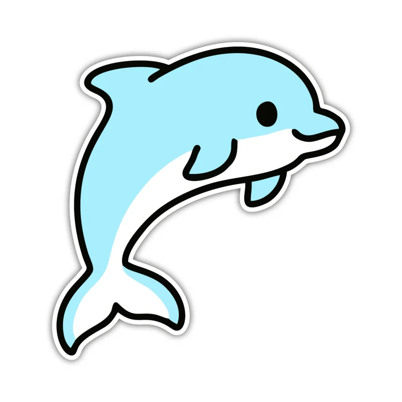 Dolphin - Full Color Vinyl Sticker - Custom Size