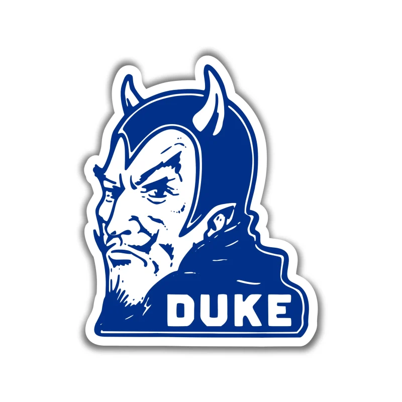 Duke Blue Devils - Devil with White Letters - Iron On DTF Transfer - Custom Size