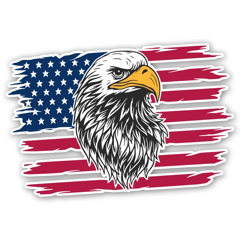 Eagle Flag Full Color Vinyl Decal - custom size