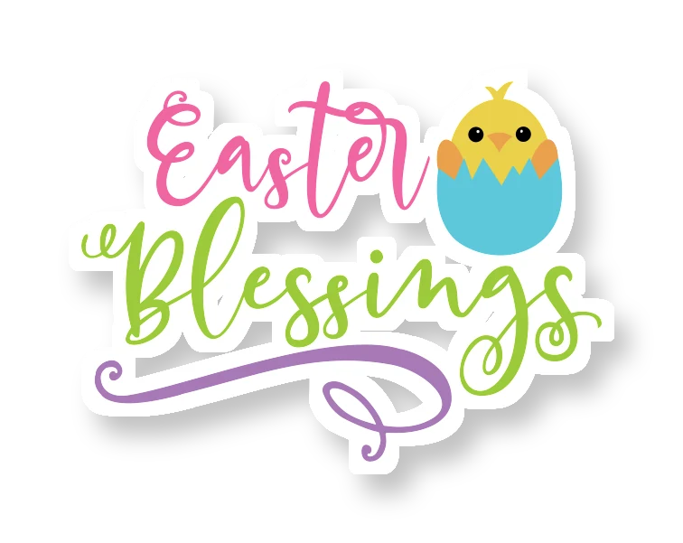 Easter Blessings - Full Color Vinyl Sticker - Custom Size