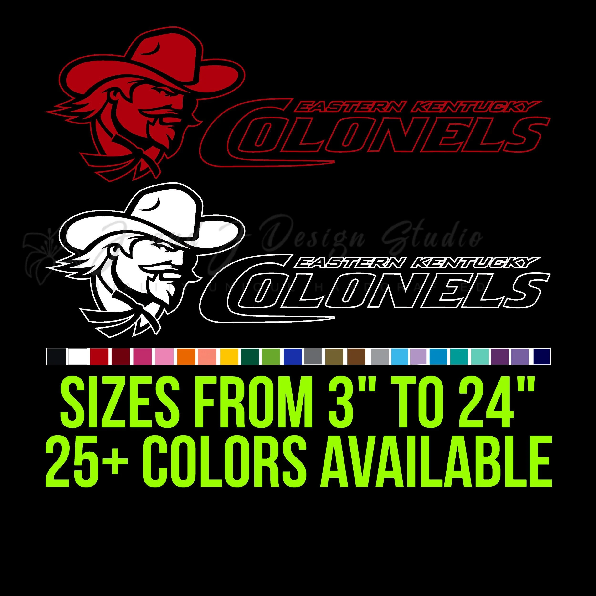 Eastern Kentucky Colonels Vinyl Decal - Custom Size