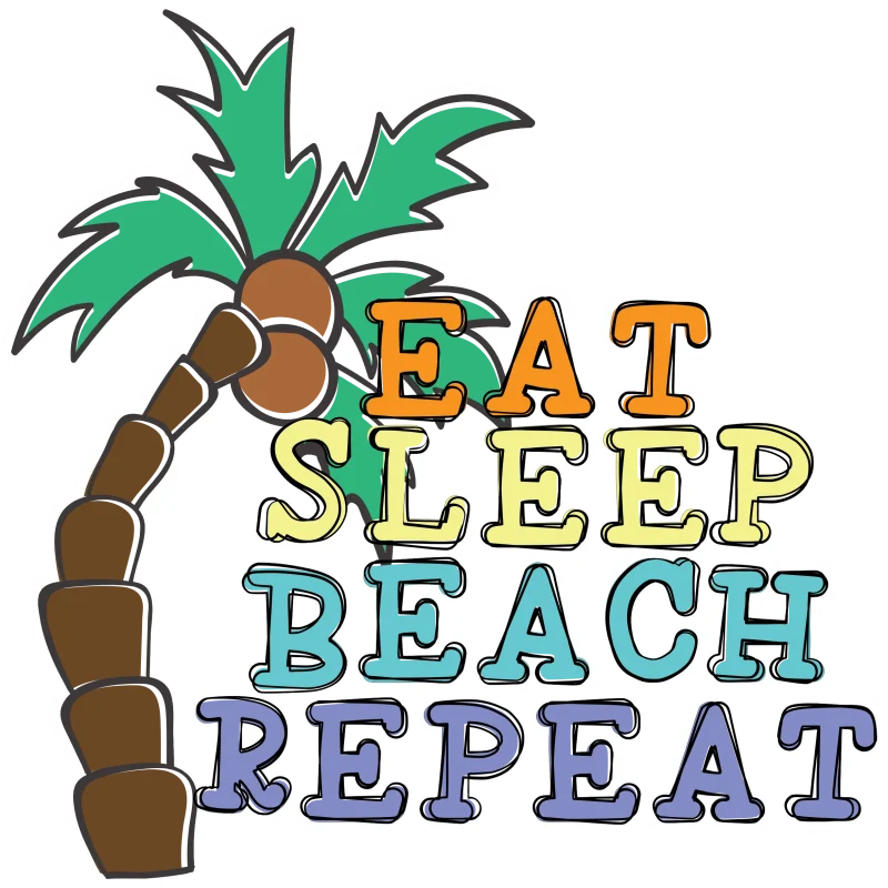 Eat Sleep Beach Repeat Full Color Vinyl Decal